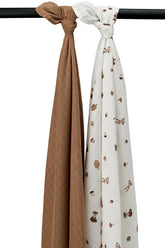 Meyco Baby Swaddle 2-Pack - Forest Animals & Toffee (120x120cm) - Mari Kali Stores Cyprus