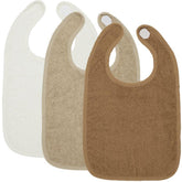 Meyco - Meyco Baby Bib 3-Pack - Terry Uni Offwhite, Sand, Toffee - Mari Kali Stores Cyprus