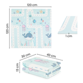 PETITE&MARS Double-Sided Foldable Playmat 120x120 cm Ocean&Arabesca