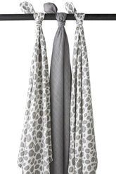 Meyco Muslin Swaddle 3-pack Organic Cotton - Panther/Grey - 120x120cm - Mari Kali Stores Cyprus