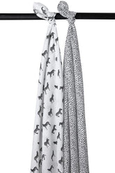 Meyco - Meyco Muslin Swaddle 2-pack Organic Cotton - Zebra - 120x120cm - Mari Kali Stores Cyprus