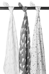 Meyco - Meyco Muslin Swaddle 3-pack Organic Cotton - Grey - 120x120cm - Mari Kali Stores Cyprus