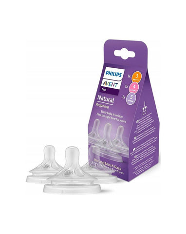 Philips Avent 3 Pack Nipples T3, T4, T5, Different Flows