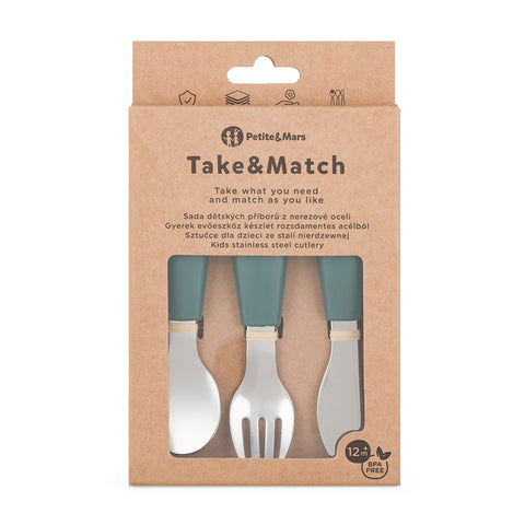 Stainless steel cutlery set with silicone handle Take&Match 12m+