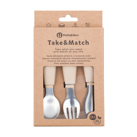 Stainless steel cutlery set with silicone handle Take&Match 12m+
