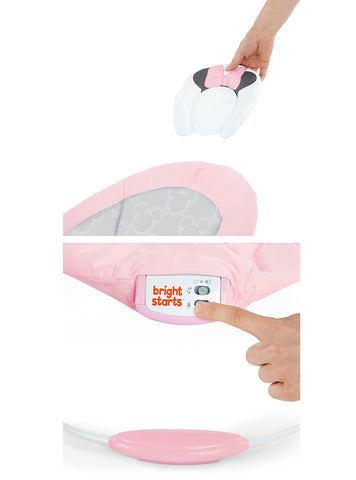 Bright Starts Disney Baby Minnie Mouse Rosy Skies Pink Baby Bouncer Infant Seat