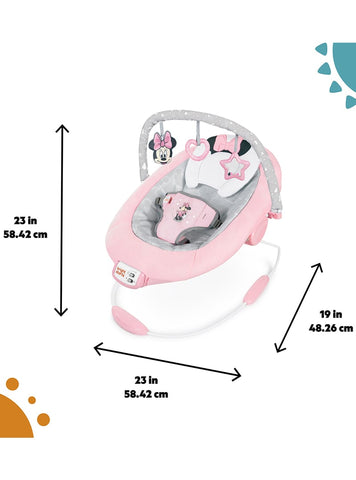 Bright Starts Disney Baby Minnie Mouse Rosy Skies Pink Baby Bouncer Infant Seat