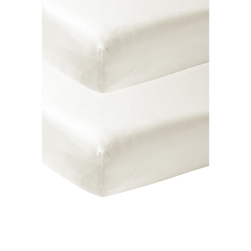 Meyco Fitted Sheet Jersey 2 PACK 50x90cm Offwhite