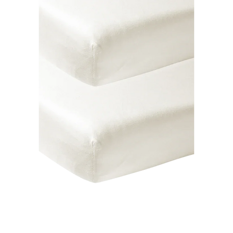 Meyco Fitted Sheet Jersey 2 PACK 50x90cm Offwhite