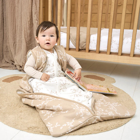 Meyco Baby 4-Season Sleeping Bag – Interlock Jersey (Branches Sand, One Size)