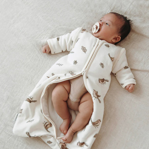 Meyco Sleeping bag 90 cm 2.5 tog with detachable sleeves interlock jersey Robin Multicolour