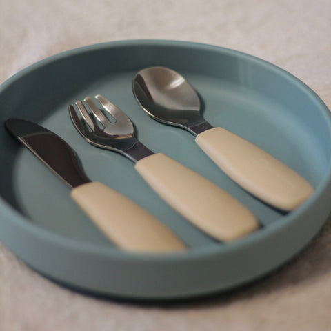 Stainless steel cutlery set with silicone handle Take&Match 12m+