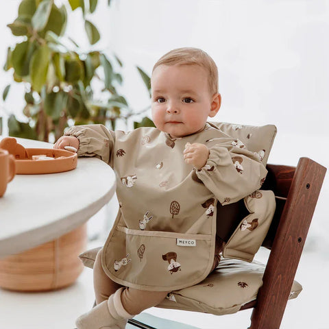 Meyco Bib with Sleeves Forest Animals Sand