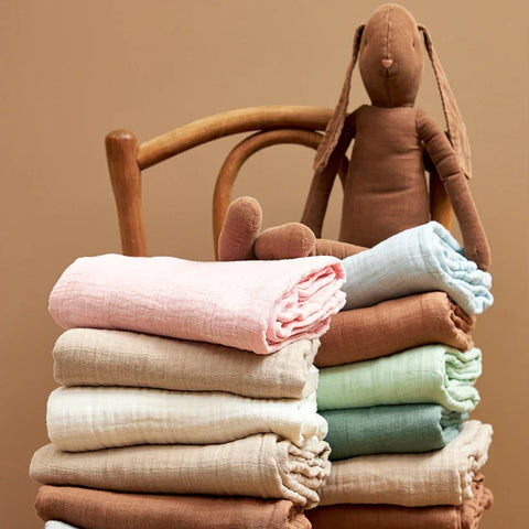 Meyco Muslin Cloths Pre-washed Muslin 2 Pack Light Grey/Sand