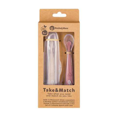 Petite&Mars  Silicone spoons with case set 2 pcs 6m+
