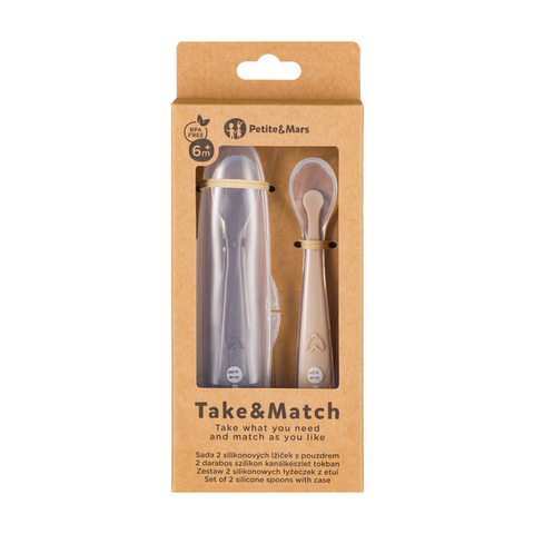 Petite&Mars  Silicone spoons with case set 2 pcs 6m+