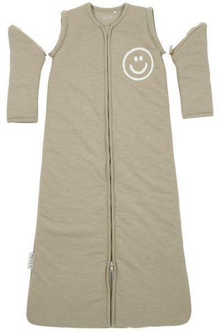 Meyco Baby Sleeping Bag With Detachable Sleeves Slub/smile - Taupe/offwhite - 70cm - Mari Kali Stores Cyprus
