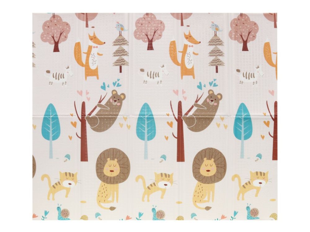 Foldable foam mat for children, double-sided XXL (180x200 cm) - Animals