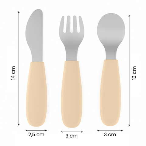 Stainless steel cutlery set with silicone handle Take&Match 12m+