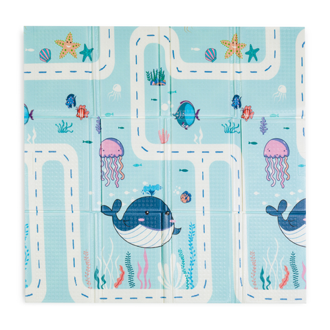 PETITE&MARS Double-Sided Foldable Playmat 120x120 cm Ocean&Arabesca