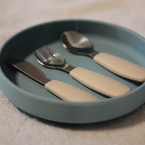 Stainless steel cutlery set with silicone handle Take&Match 12m+