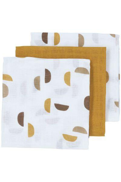 Meyco Muslin Squares 3-pack Shapes - Honey Gold - 70x70cm - Mari Kali Stores Cyprus