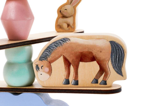 Wooden balancing game with animals