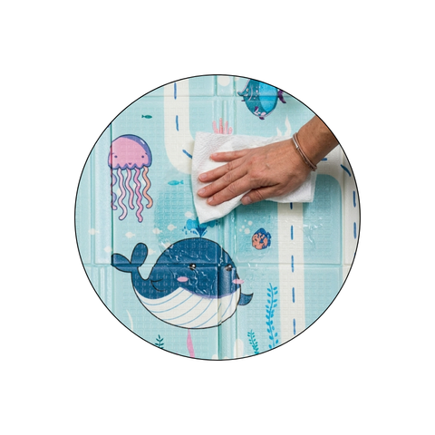PETITE&MARS Double-Sided Foldable Playmat 120x120 cm Ocean&Arabesca