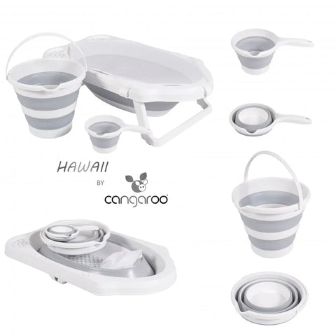 Cangaroo Hawaii 4-Piece Baby Bathing Set – Foldable Bathtub, Bucket, Watering Can & Baby Support Net