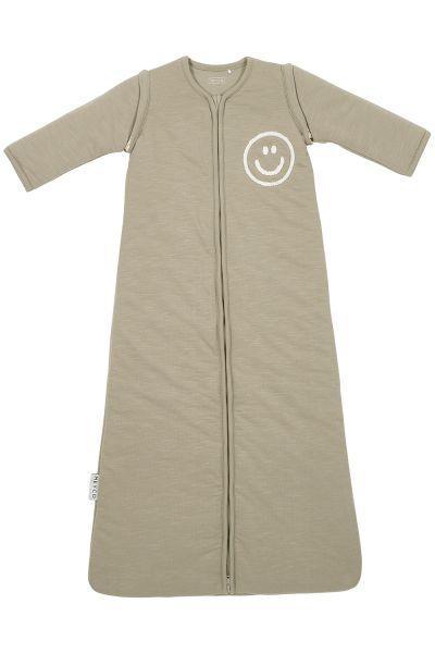 Meyco Baby Sleeping Bag With Detachable Sleeves Slub/smile - Taupe/offwhite - 70cm - Mari Kali Stores Cyprus
