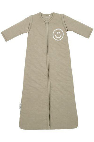 Meyco Baby Sleeping Bag With Detachable Sleeves Slub/smile - Taupe/offwhite - 70cm - Mari Kali Stores Cyprus