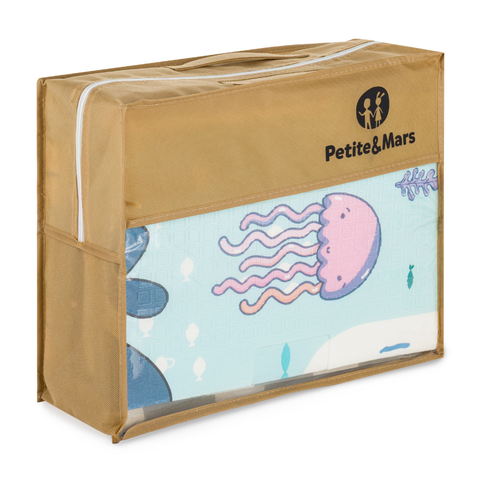 PETITE&MARS Double-Sided Foldable Playmat 120x120 cm Ocean&Arabesca