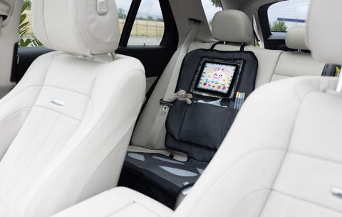 Car seat protector with tablet pocket washable