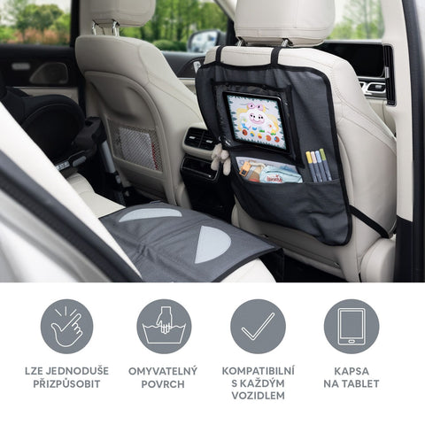 Car seat protector with tablet pocket washable