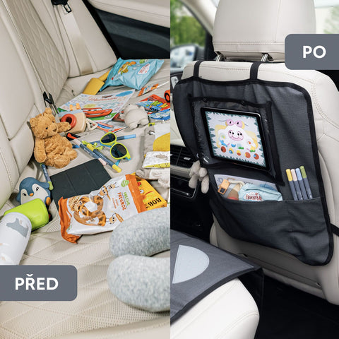 Car seat protector with tablet pocket washable