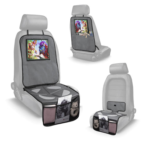 Car seat protector with tablet pocket washable