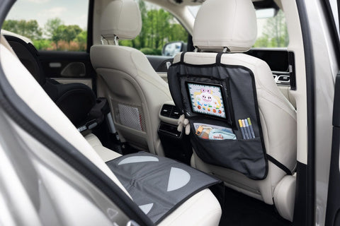 Car seat protector with tablet pocket washable