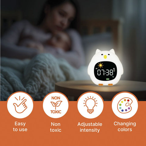 Silicone baby alarm clock with night light and music