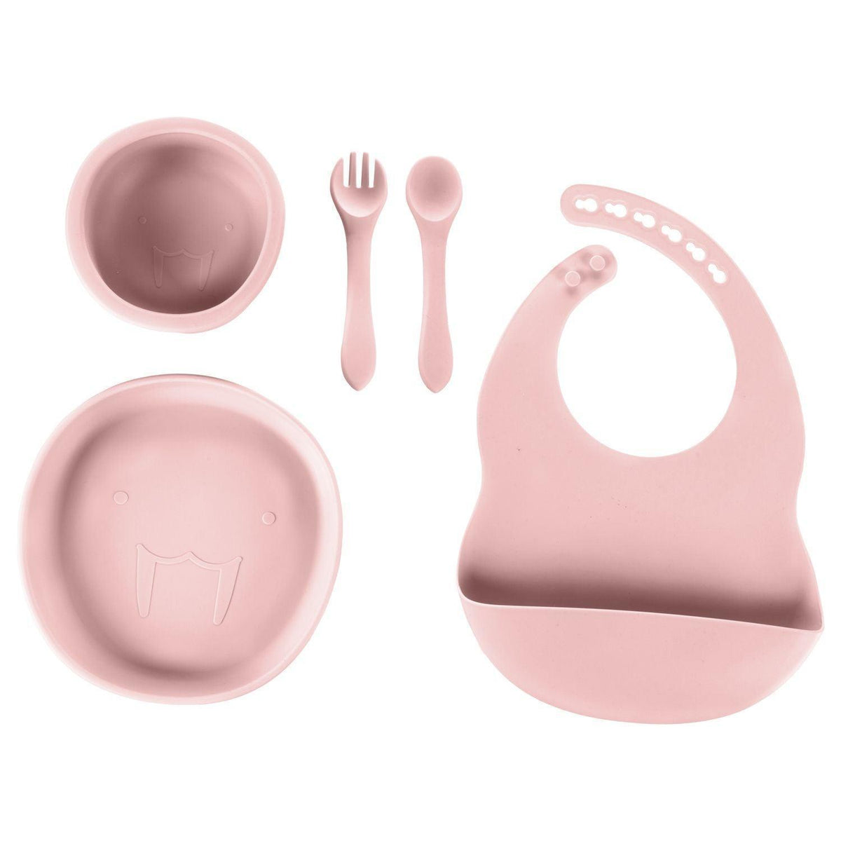 5-Piece Silicone Baby Feeding Set - Bowl, Plate, Spoon, Fork & Bib - Mari Kali Stores Cyprus