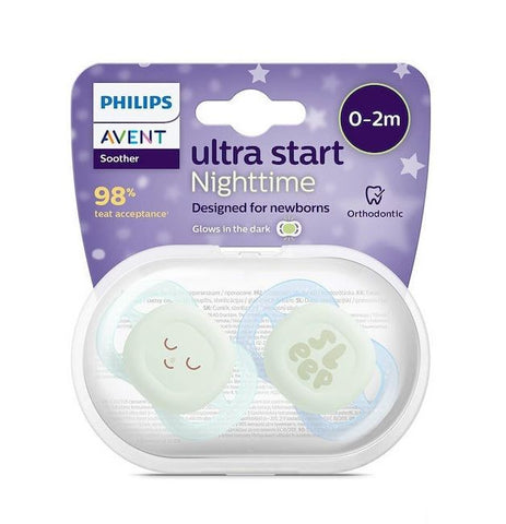 Avent Soother Ultra Start Night Time 0-2m Girl x 2