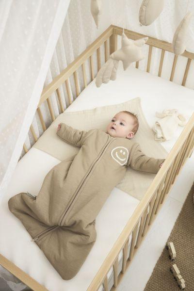 Meyco Baby Sleeping Bag With Detachable Sleeves Slub/smile - Taupe/offwhite - 70cm - Mari Kali Stores Cyprus
