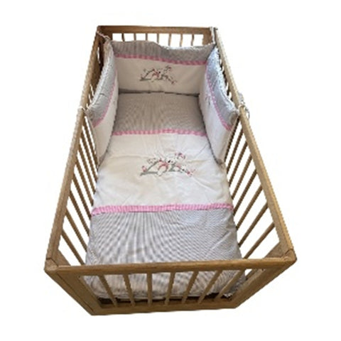 Embroidered Cot Bedding Set 70x140 cm with Mosquito Net