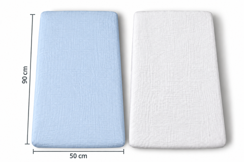 Mk Collection Muslin Fitted 50x90cm Side bed Sheets - 2pcs Fitted