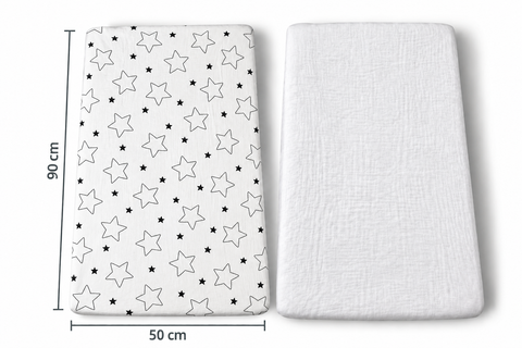 Mk Collection Muslin Fitted 50x90cm Side bed Sheets - 2pcs Fitted