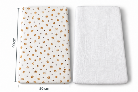 Mk Collection Muslin Fitted 50x90cm Side bed Sheets - 2pcs Fitted