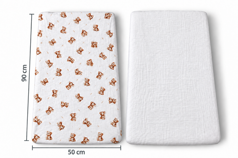 Mk Collection Muslin Fitted 50x90cm Side bed Sheets - 2pcs Fitted