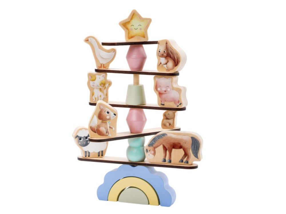 Wooden balancing game with animals