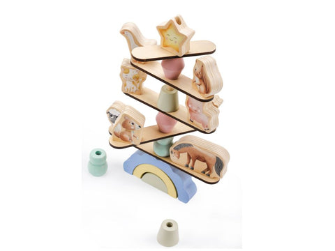 Wooden balancing game with animals