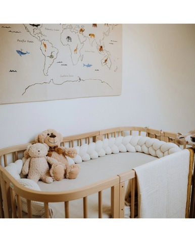 Braided Crib Bumper – Waffle Fabric 210 cm Offwhite