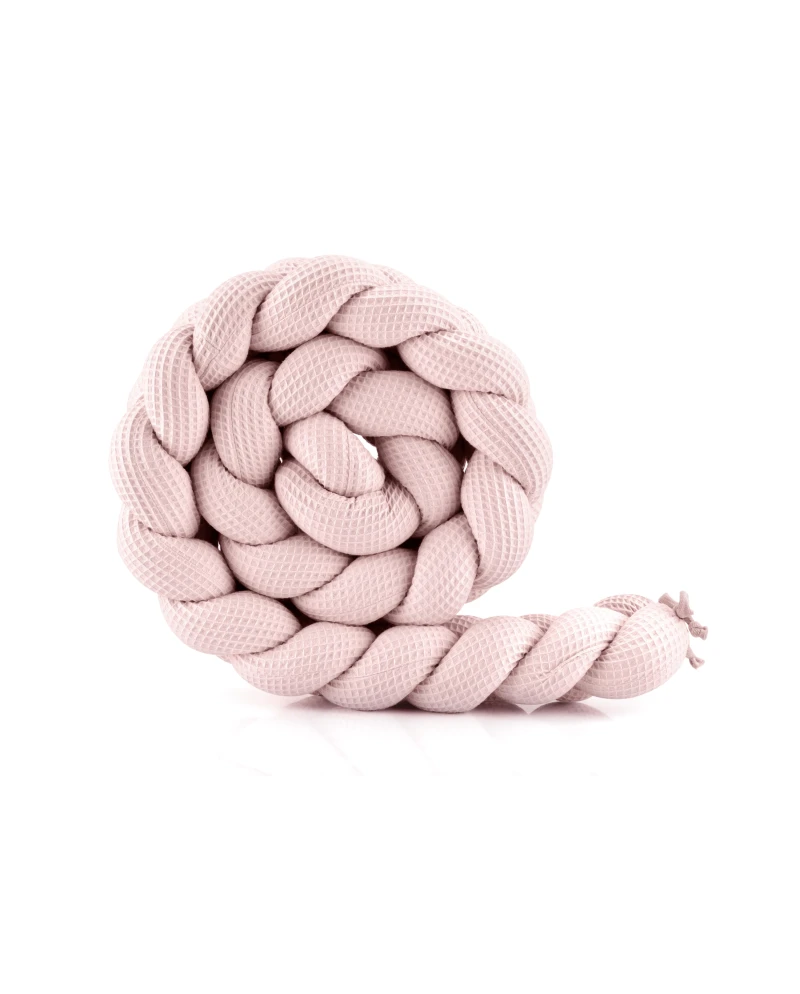 Braided Crib Bumper – Waffle Fabric 210 cm Pink